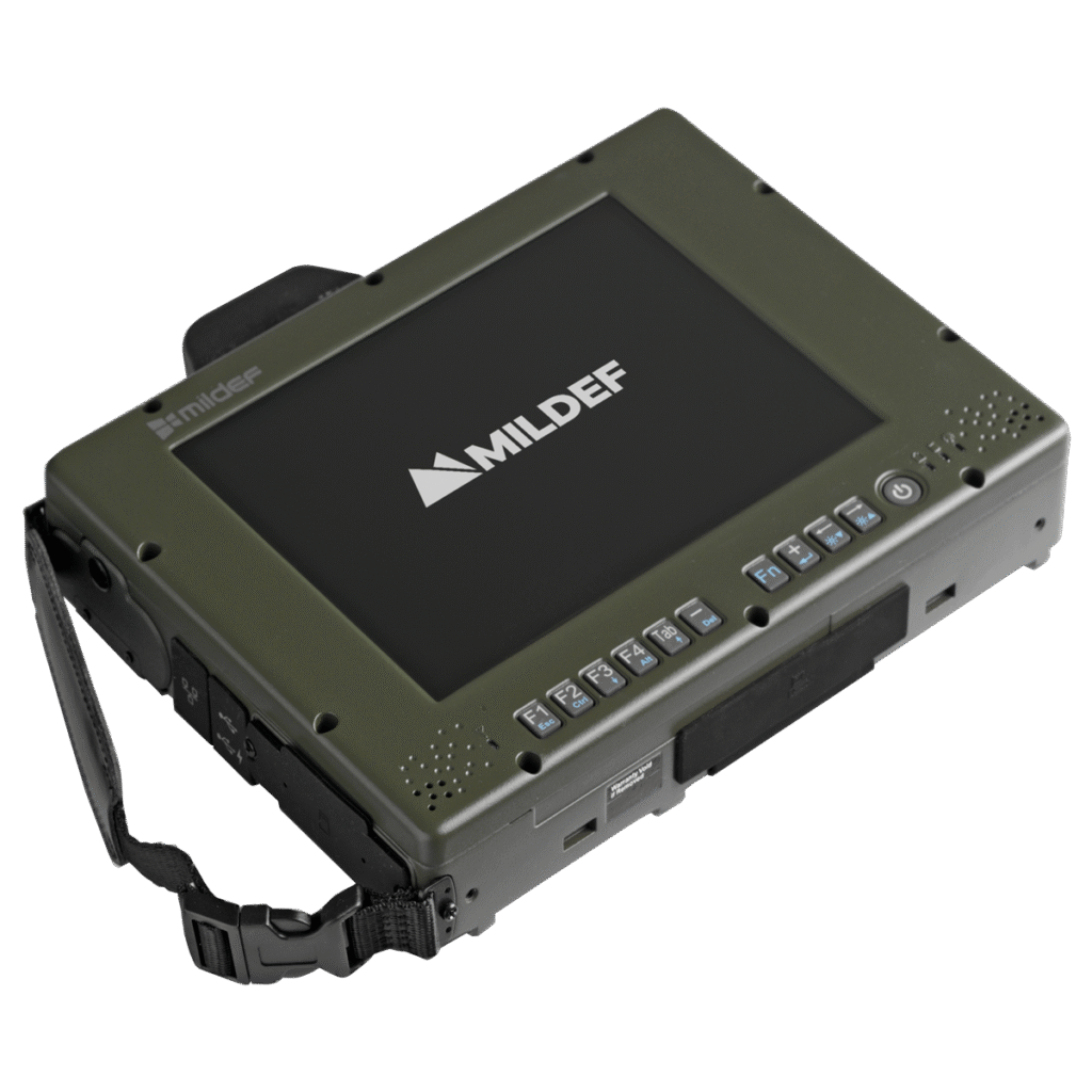 MilDef DR13 compact rugged Windows tablet with 8 inch display and docking support
