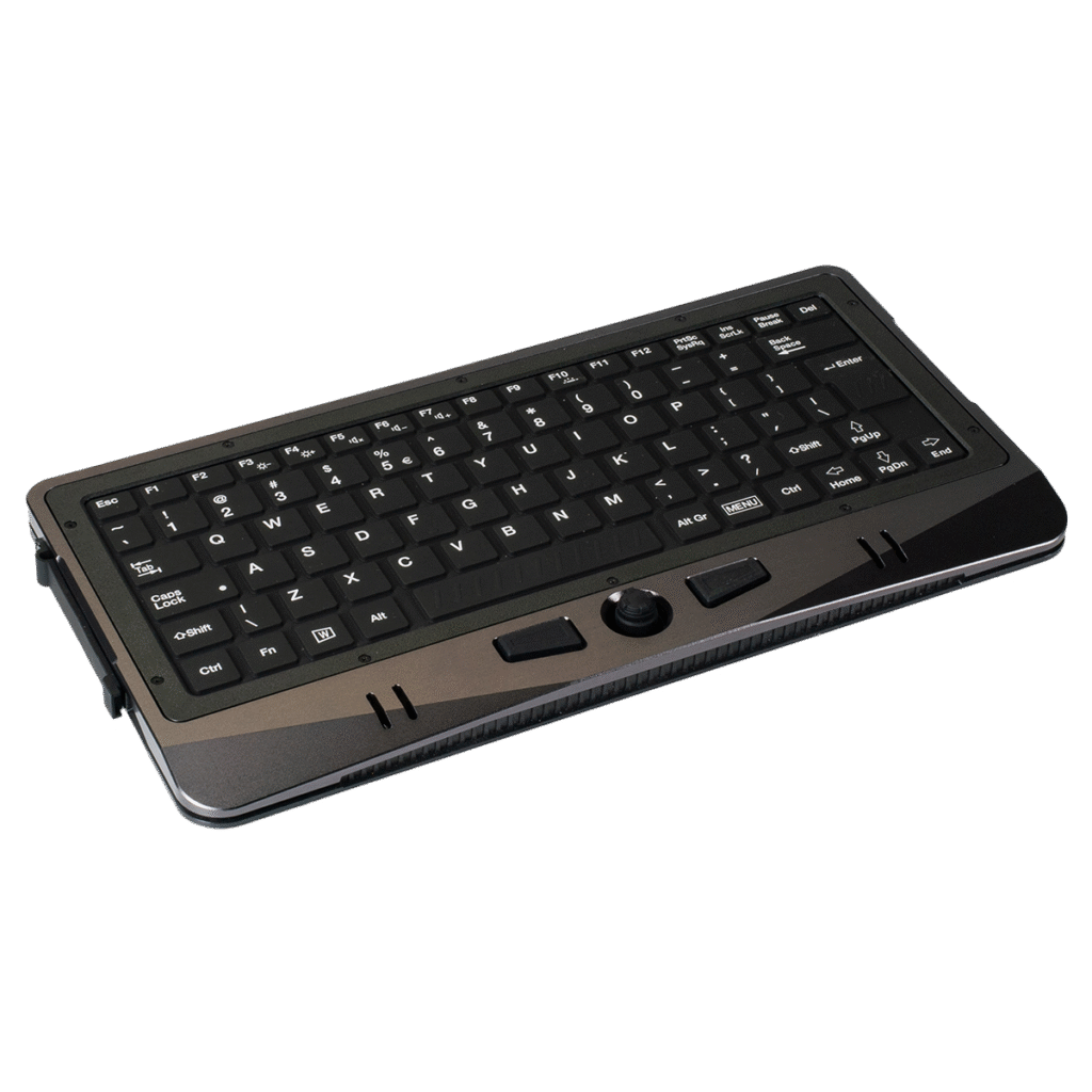 MilDef RBK10 compact rugged backlit keyboard with integrated track pointer