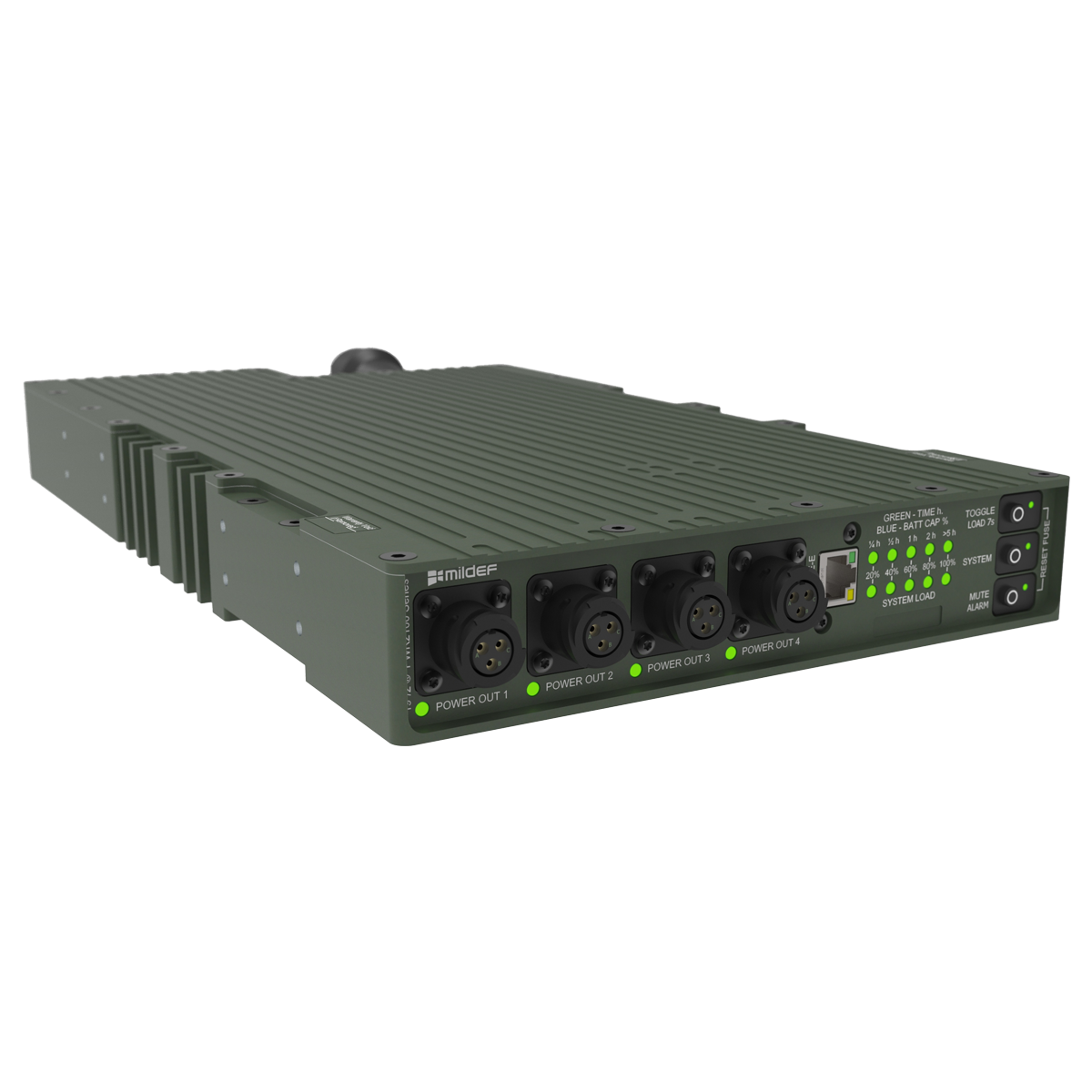 MilDef PWR2100 Series compact power distribution unit with integrated UPS