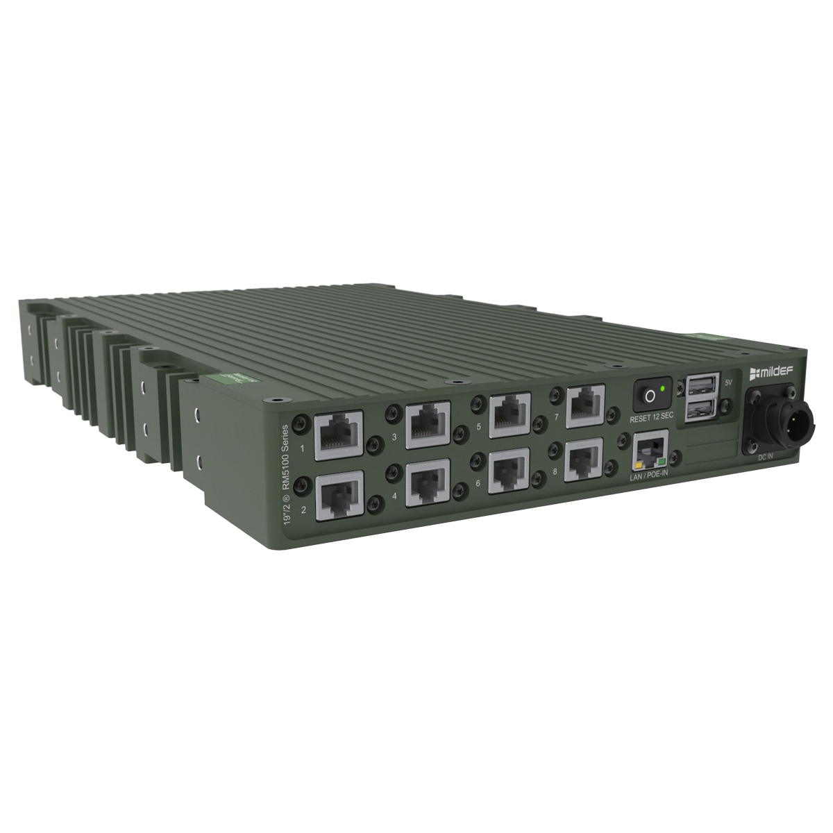 MilDef RM5100 Series rugged analog telephone adapter in compact 19”/2® form factor