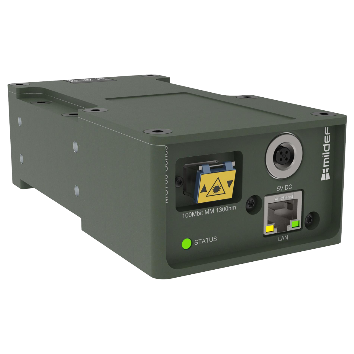 MilDef MC700 Series rugged Ethernet media converter for copper-to-fiber network conversion