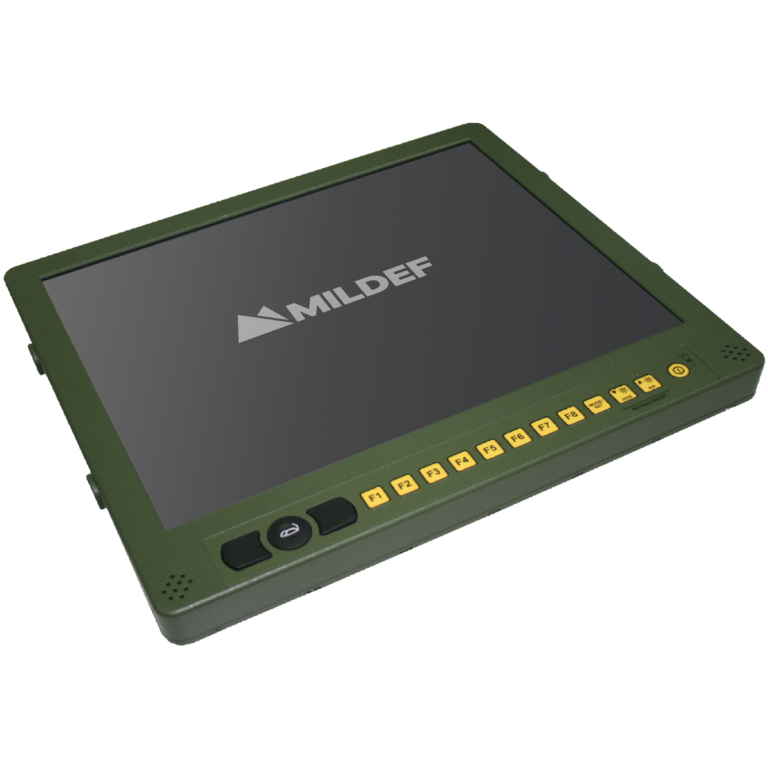 MilDef RD15C rugged 15.6 inch operator display with Full HD, resistive touch and function keys for tactical vehicles